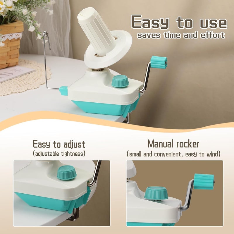 Kogyxe Yarn Winder, Yarn Ball Winder, Hand-Operated Easy-to-Install Yarn Cake Winder Spinner, Knitting Yarn Roller with Yarn Needles Set for Crocheting, The Helper for Knitting Lovers - Image 2